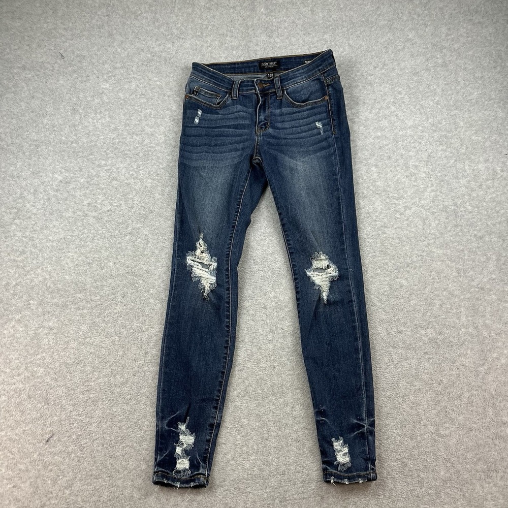 Judy Blue Dark Wash Distressed Skinny Jeans